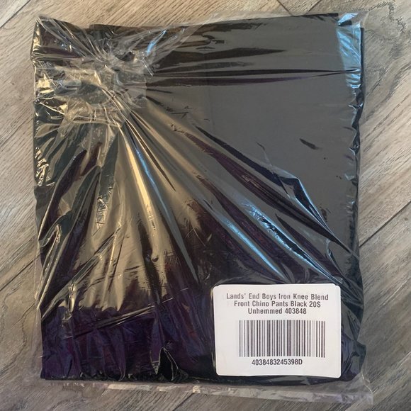 NWT LANDS' END BOYS IRON KNEE BLEND PLAIN FRONT CHINO PANTS BLACK - Picture 9 of 16